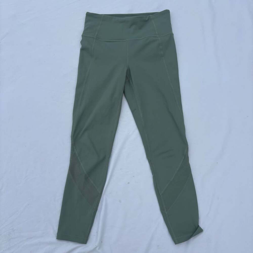 Athleta Green Mesh Panel High-Rise Workout Leggings Size S